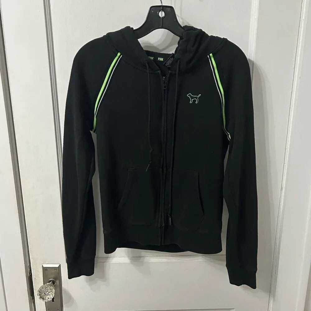 PINK Victoria's Secret Black Hoodie with Neon Accents